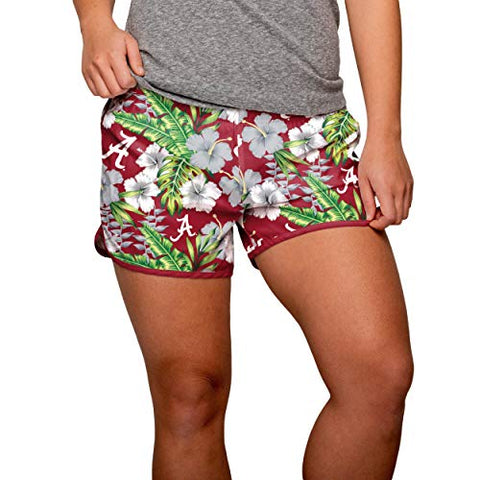 FOCO NCAA Women's Alabama Crimson Tide Tropical Breeze Floral Shorts