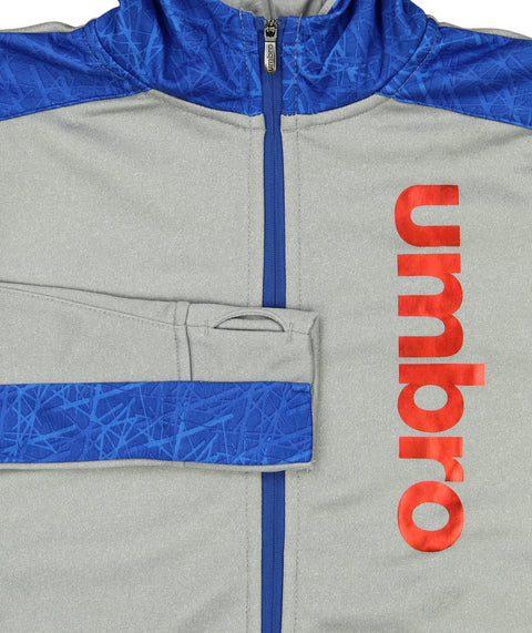 Umbro Big Girls Youth Full Zip Performance Hoodie, Medium Grey Heather/Tw Royal