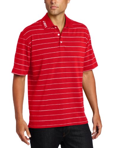 Asics Men's Piranha Short Sleeve Golf Polo Shirt Top, Red / White