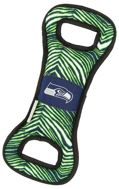 Zubaz X Pets First NFL Seattle Seahawks Team Logo Dog Tug Toy with Squeaker