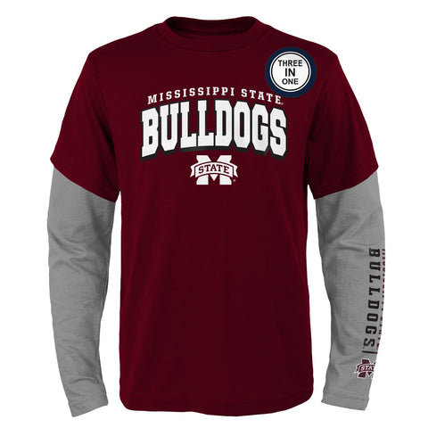 Outerstuff NCAA Youth 8-20 Mississippi State Bulldogs 3 in 1 Combo Shirt Pack