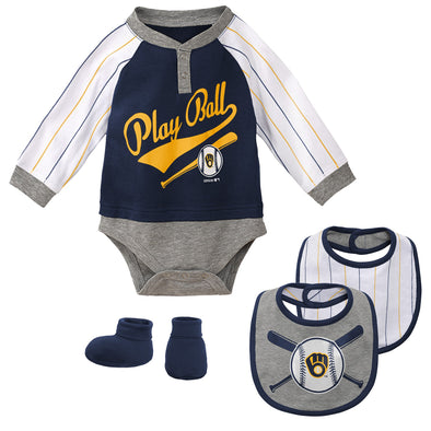 Outerstuff MLB Infant Milwaukee Brewers "Is It Game Time Yet" Creeper Set