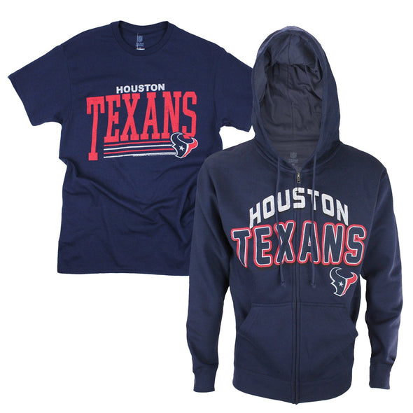NFL Football Men’s Houston Texans Hoodie and T-Shirt Combo Pack