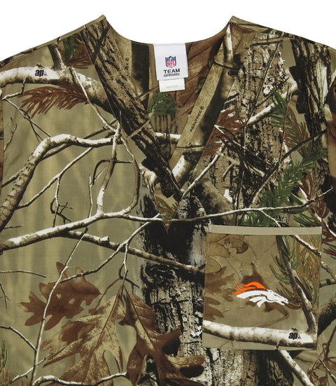 Fabrique Innovations Unisex NFL Denver Broncos Camo Team Logo Scrub Top