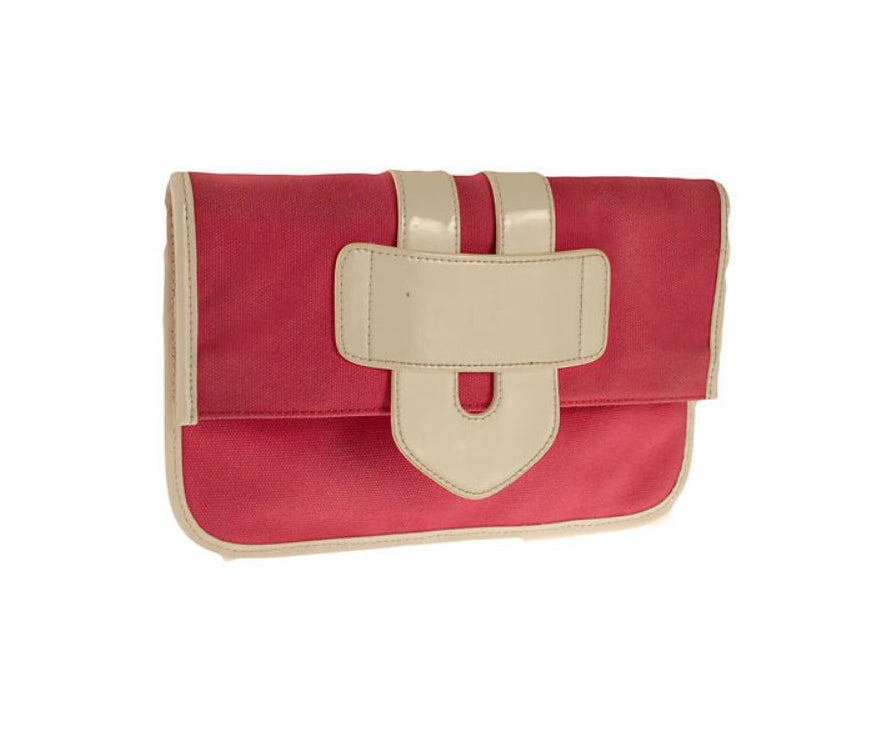 Tila March Zelig Fold-over Canvas Clutch Purse Bag - Pink