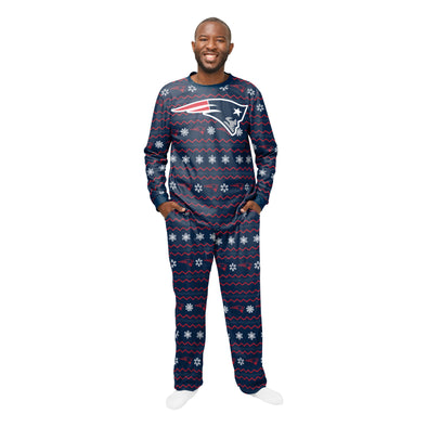 FOCO Men's NFL New England Patriots Primary Team Logo Ugly Pajama Set