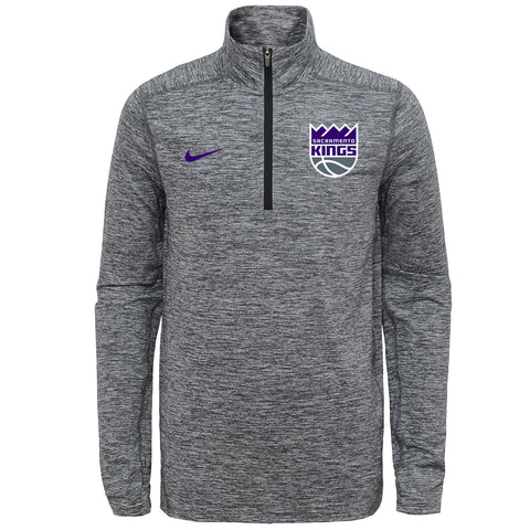 Nike NBA Youth Sacramento Kings Space Dye Heathered Grey 1/4 Zip Element Pullover