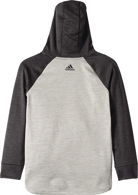 adidas Girl's Youth Color Block Hooded Sweatshirt, Black Heather