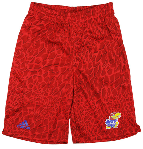 Adidas NCAA College Youth Boys Kansas Jayhawks Crazy Light Basketball Shorts, Red