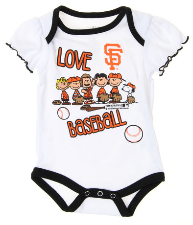 MLB Infants San Francisco Giants Peanuts Love Baseball Creeper, White