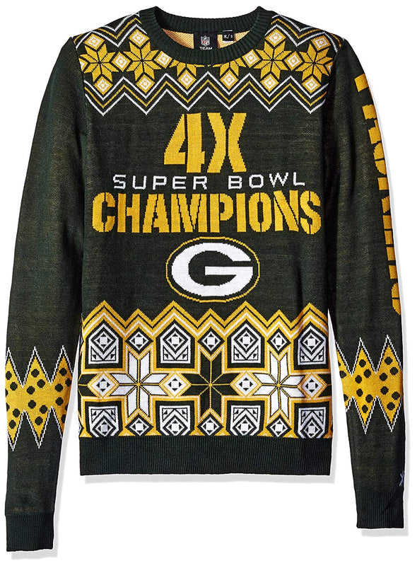 Forever Collectibles NFL Men Green Bay Packers Super Bowl Commemorative Sweater