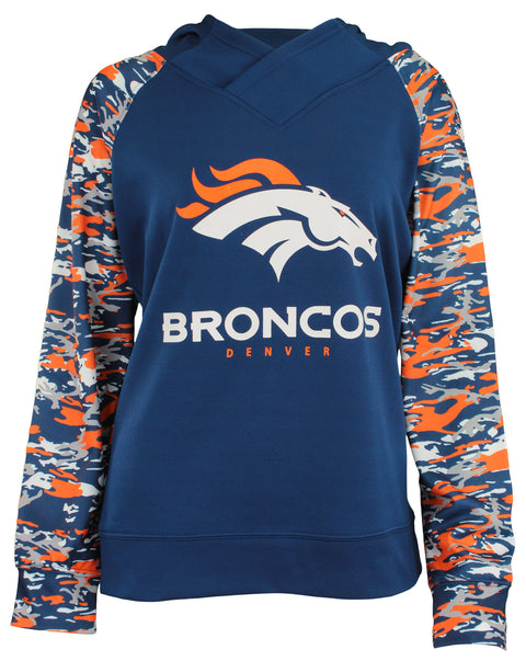 Zubaz NFL Women's Denver Broncos Camo Cowl Neck Hoodie