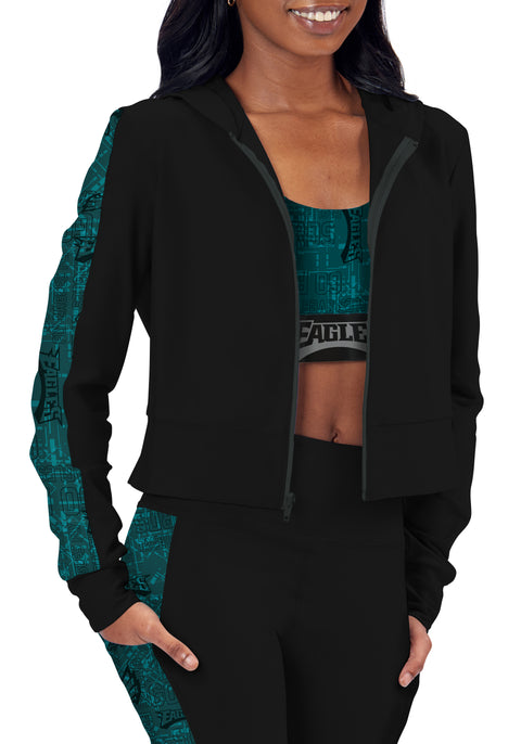 Certo By Northwest NFL Women's Philadelphia Eagles All Day Cropped Hoodie, Black