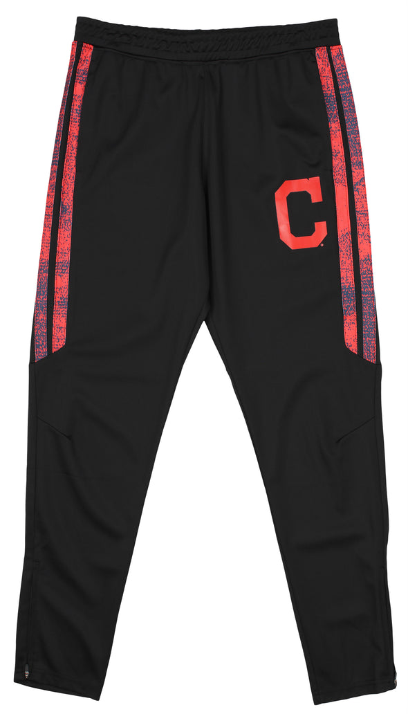 Zubaz MLB Men's Cleveland Indians Static Stripe Black Track Pants
