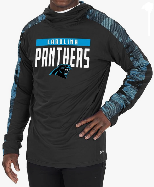 Zubaz NFL Men's Carolina Panthers Lightweight Elevated Hoodie with Camo Accents