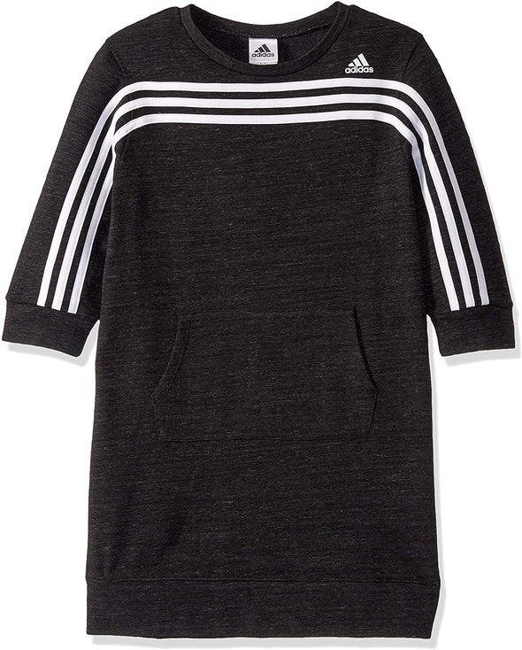 Adidas Girls Youth French Terry 3-Stripe Dress, Black, Size Small 7-8