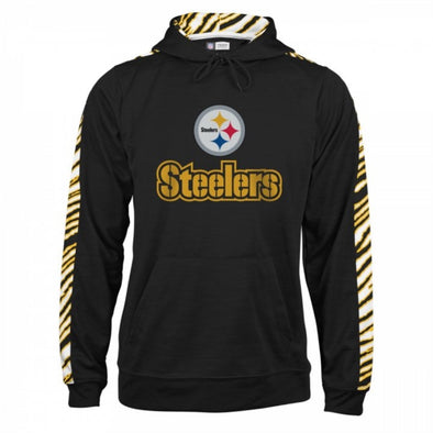 Zubaz NFL Football Men's Pittsburgh Steelers Zebra Accent Solid Hoodie