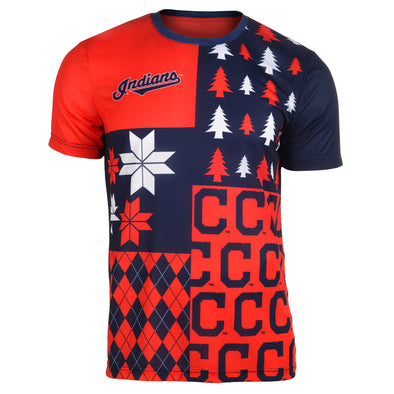 FOCO MLB Men's Cleveland Indians Busy Block Ugly Crew Neck Tee