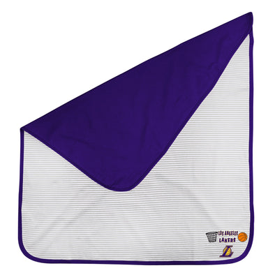 Outerstuff Los Angeles Lakers NBA Newborn 2-Ply Reversible Receiving Blanket, Purple/White