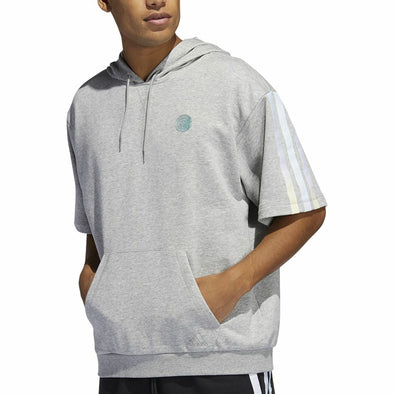 Adidas Men's Donovan Mitchell Short Sleeve Hoodie, Medium Grey Heather