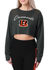 Certo By Northwest NFL Women's Cincinnati Bengals Central Long Sleeve Crop Top, Black