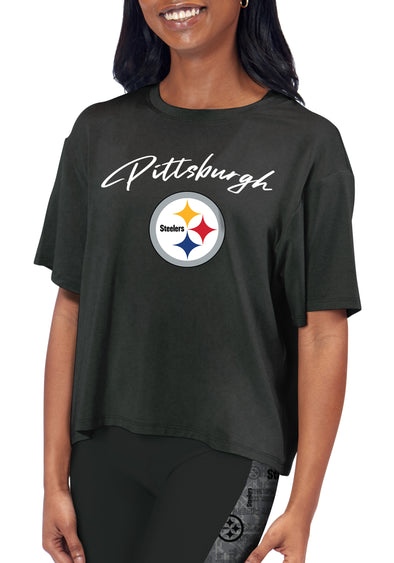 Certo By Northwest NFL Women's Pittsburgh Steelers Turnout Cropped T-Shirt