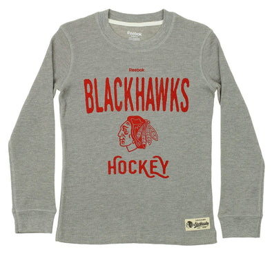 Reebok NHL Youth Chicago Blackhawks Long Sleeve Paradigm Thermal Crew, Grey