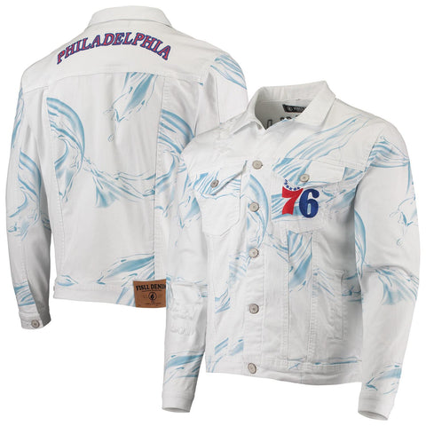 FISLL NBA Men's Philadelphia 76ers Team Classic Denim Jacket