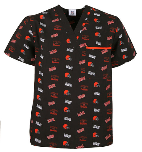 Fabrique Innovations NFL Unisex Cleveland Browns Repeat Team Logo Scrub Top