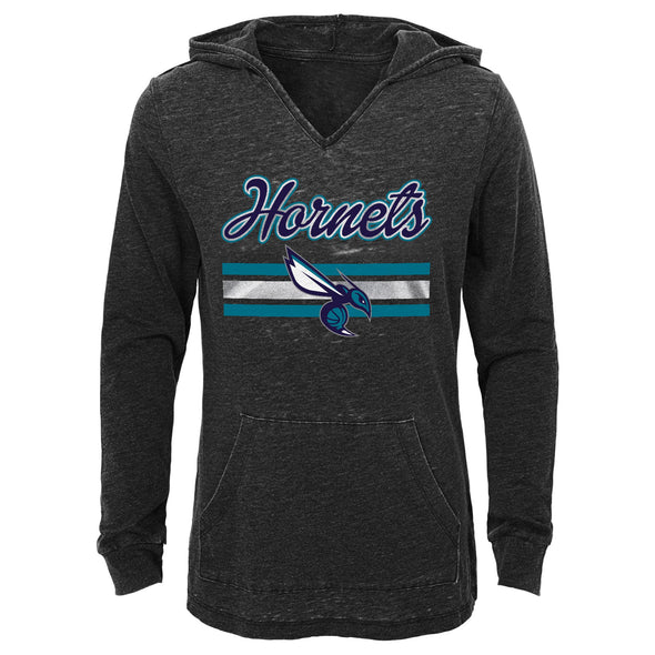 Outerstuff NBA Charlotte Hornets Girls Youth Long Sleeve Grey Hooded Top