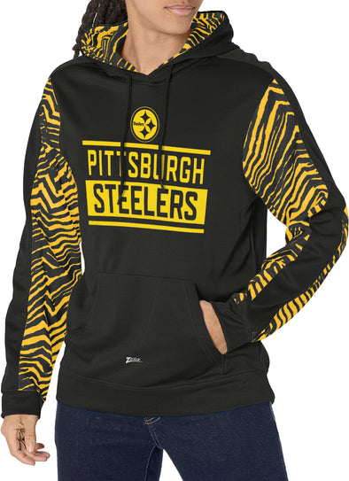 Zubaz NFL Men's Pittsburgh Steelers Team Color with Zebra Accents Pullover Hoodie