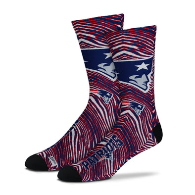 Zubaz By For Bare Feet NFL Adults Unisex New England Patriots Zubified Dress Socks, Large