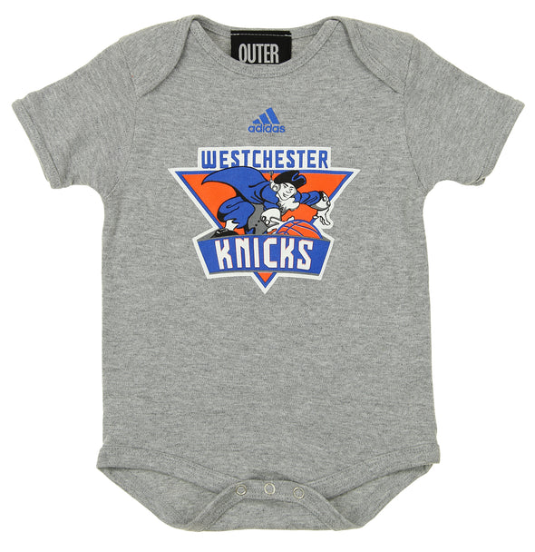 Adidas NBA G League Infant Westchester Knicks Short Sleeve Team Logo Creeper, Grey