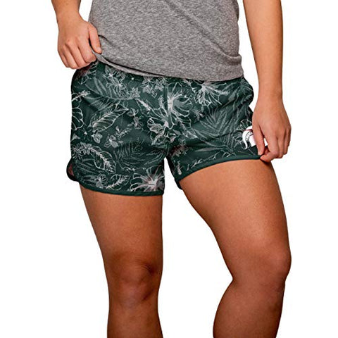 FOCO NCAA Women's Michigan State Spartans Tonal Floral Running Shorts