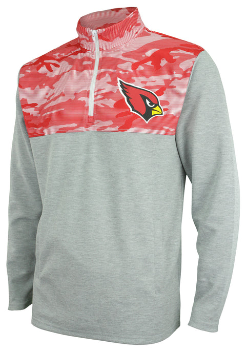 Zubaz NFL Men's Arizona Cardinals 1/4 Zip Fleece Pullover with Camo Lines