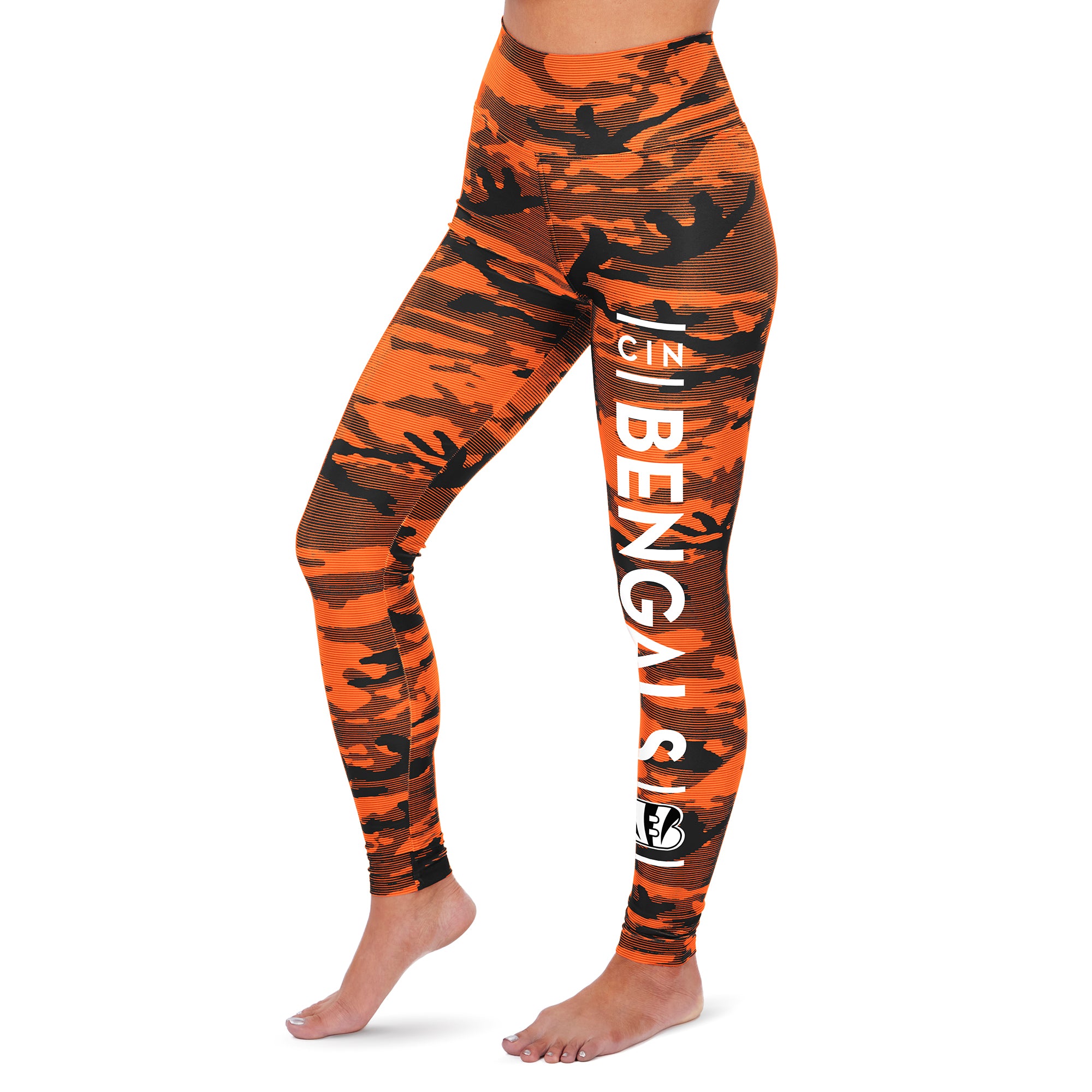 Zubaz NFL Women's Cincinnati Bengals Marled Camo Lines Leggings