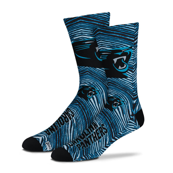 Zubaz By For Bare Feet NFL Adults Unisex Carolina Panthers Zubified Dress Socks, Large