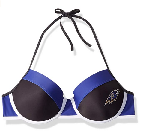 Forever Collectibles NFL Women's Baltimore Ravens Team Logo Swim Suit Bikini Top