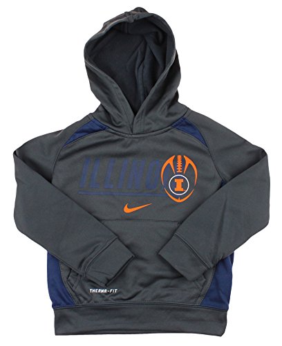 Nike NCAA Little Kids Illinois Fighting Illini Athletic Thermafit Pullover Hoodie, Grey