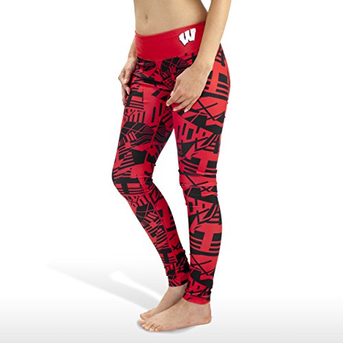 NCAA Women's Wisconsin Badgers Geometric Print Leggings, Red