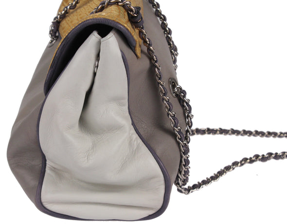 Elie Tahari Vicky Embossed Croc Leather Chain Strap Shoulder Bag Purse