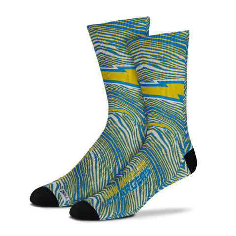 Zubaz By For Bare Feet NFL Adults Unisex Los Angeles Chargers Zubified Dress Socks, Large