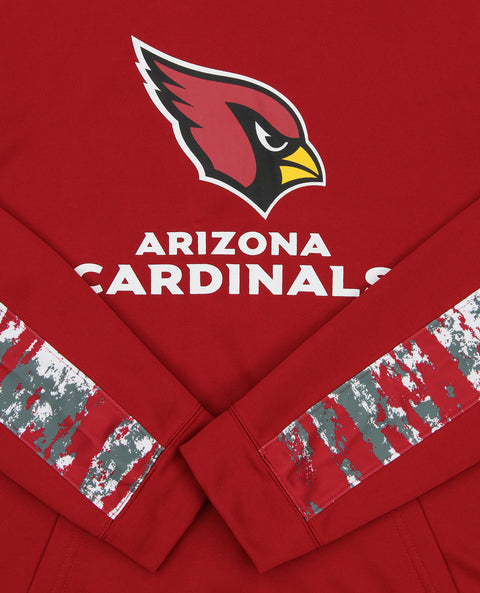 Zubaz NFL Men's Arizona Cardnals Hoodie w/ Oxide Sleeves. Red