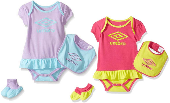 Umbro Infant Girls Mixer Creeper, Bib & Bootie Set, Color Options