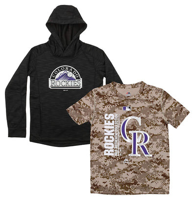 Outerstuff MLB Youth Colorado Rockies Primary Icon Hoodie and Tee Combo