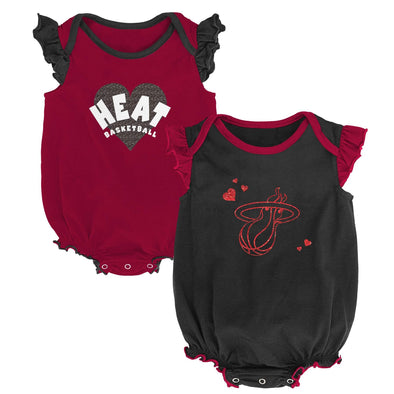 Outerstuff NBA Infant Miami Heat Double Trouble Ruffled 2 Pack Creeper Set