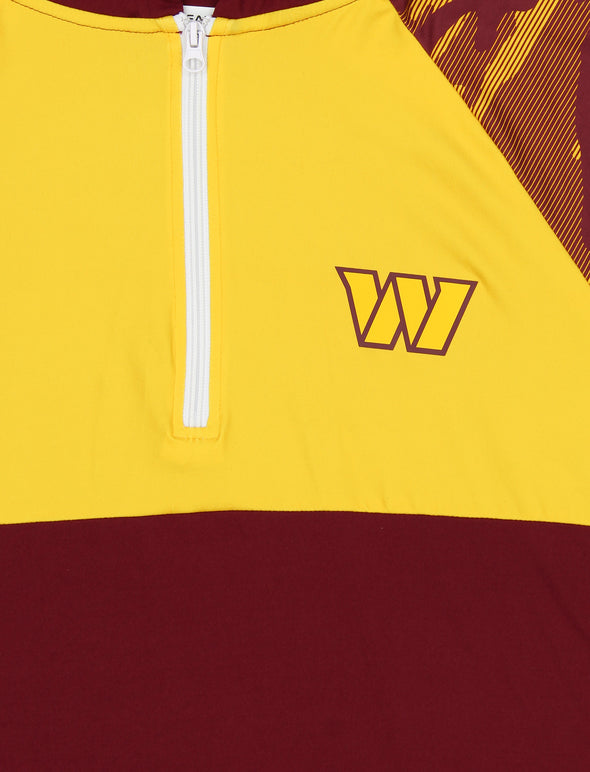 Zubaz NFL Men's Washington Commanders Team Color Block 1/4 Zip Hoodie W/ Camo Lines