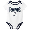 Nike NFL Infant Newborn Los Angeles Rams Nostalgic Icon Creeper 3-Pack Set