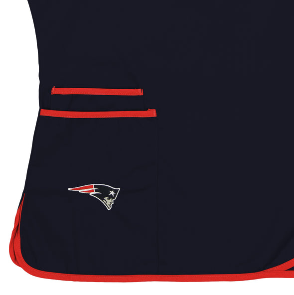 Fabrique Innovations Women's NFL New England Patriots Wrap Scrub Top, XS