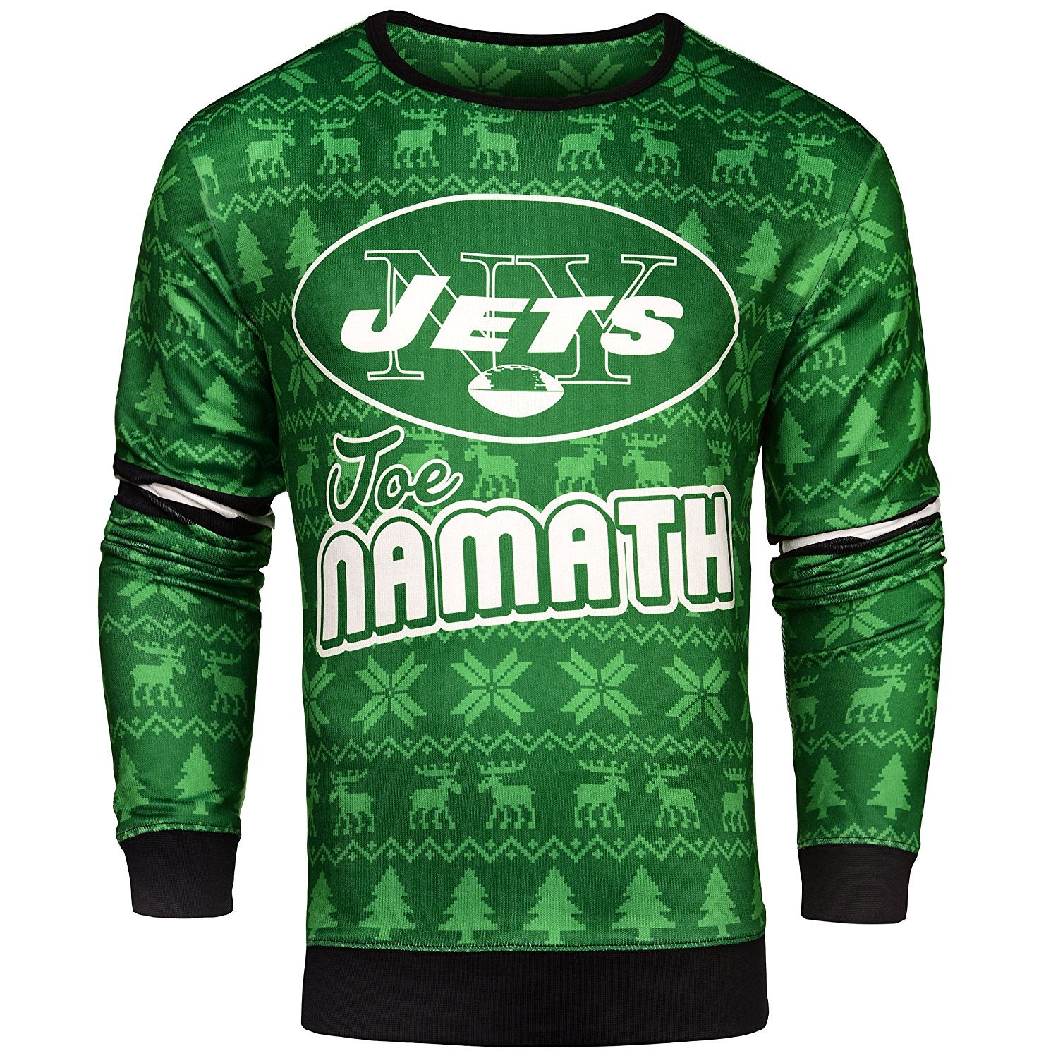 NFL Men s New York Jets Joe Namath 12 Retired Player Ugly Sweater Fanletic